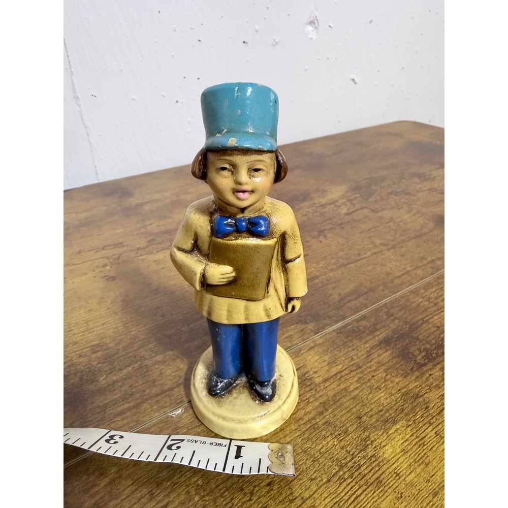 Bellhop Figurine Japan Ceramic Page Boy Blue Hat Uniform Mid Century Vintage